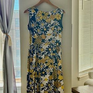 Floral Sleeveless Dress - Yellow and black